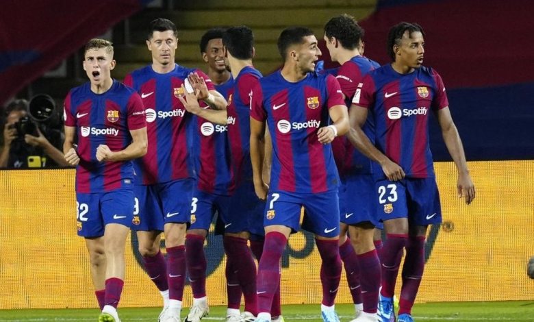 imagen de los jugadores del barcelona celebrando el 1 0 frente al sevilla efe